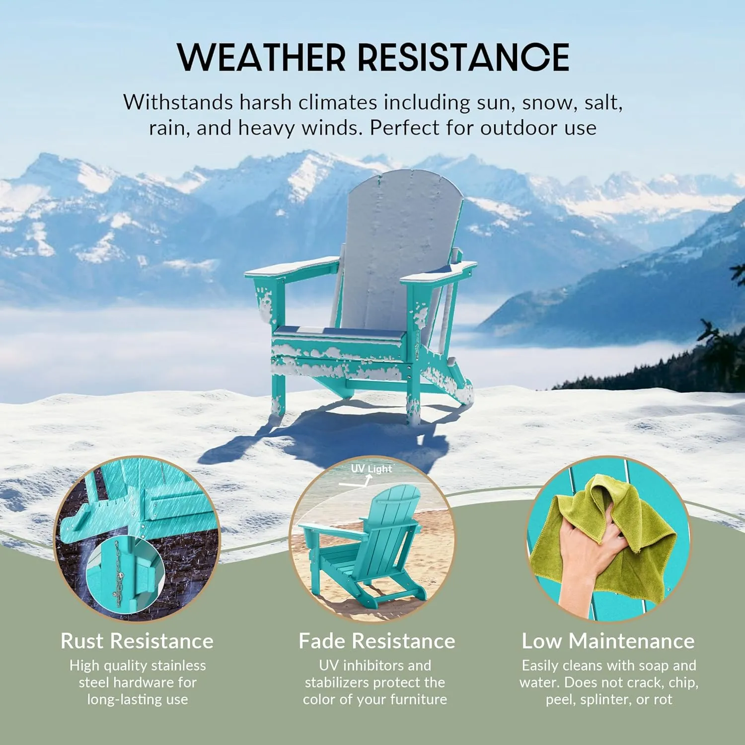 WestinTrends Malibu 2 Piece Set Outdoor Folding Poly Adirondack Chair, Turquoise