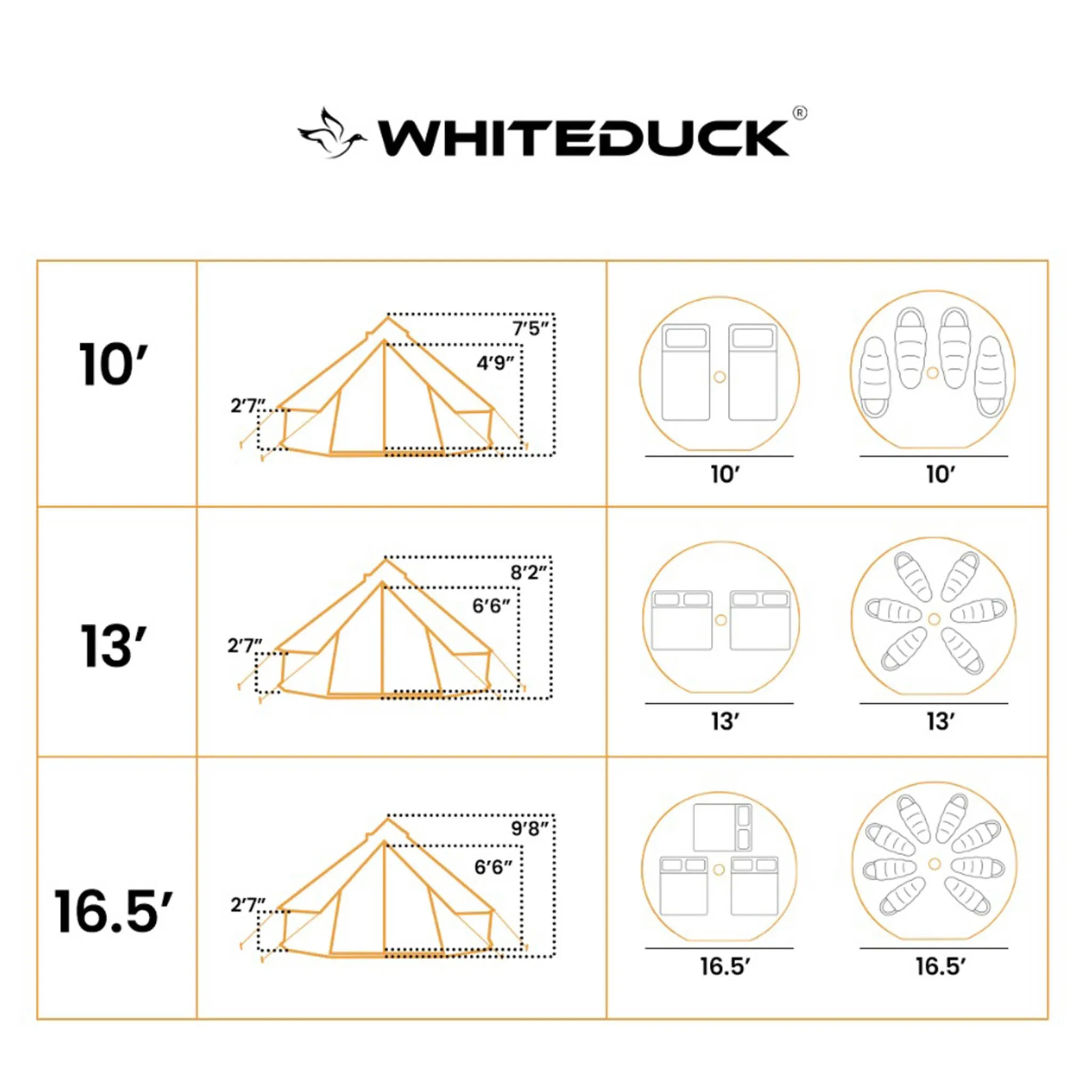 White Duck 13' Regatta Canvas Bell Family Camping Tent