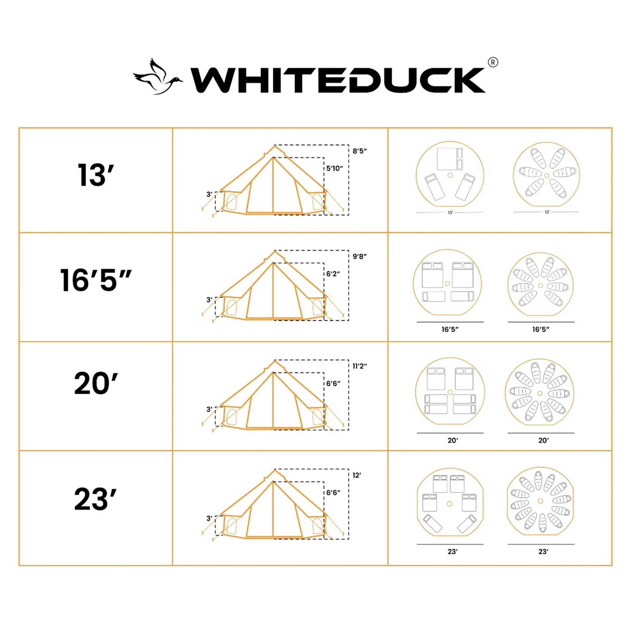 White Duck 23' Avalon Optimus Canvas Bell Family Camping Tent