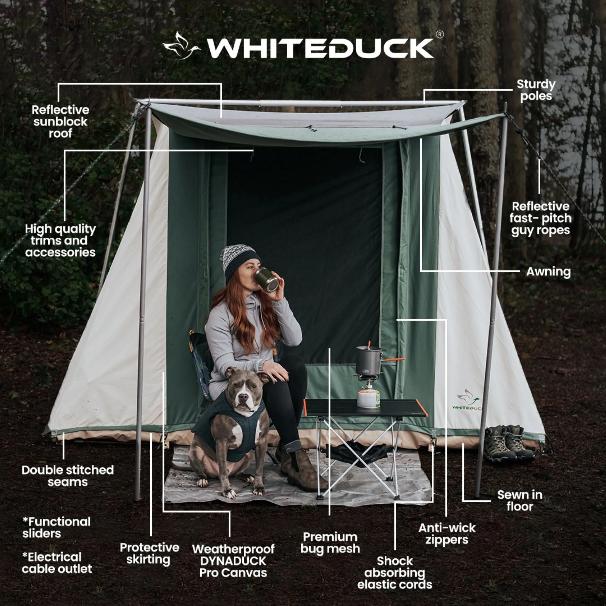 White Duck 7'x9' Prota Canvas Cabin Tent, Water Repellent