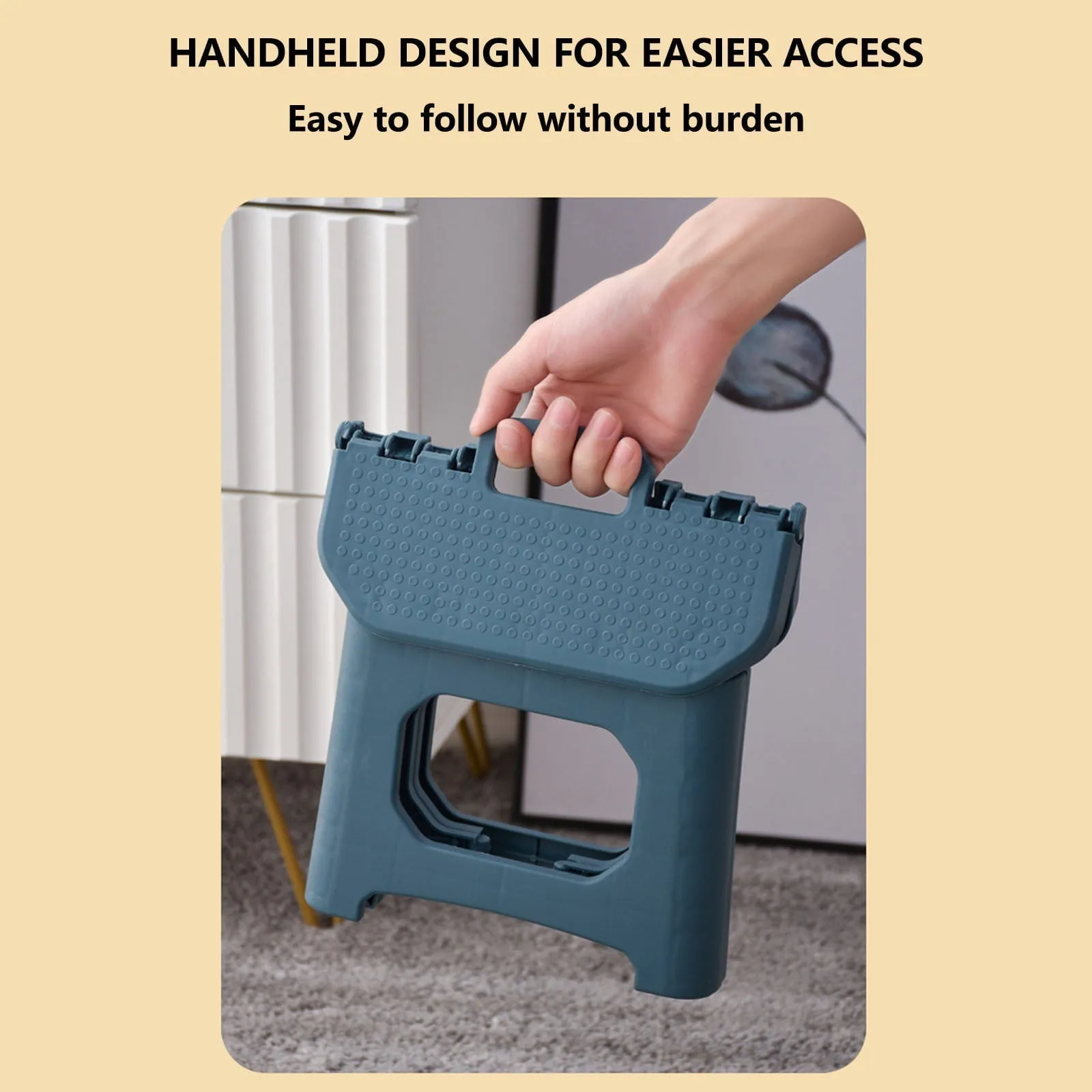 WHLBF Folding Stool Outdoor Portable Heavy Duty Plastic Non-Slip Chair for Camping Hiking Fishing BBQ Foldable Step Stool Collapsible Stool