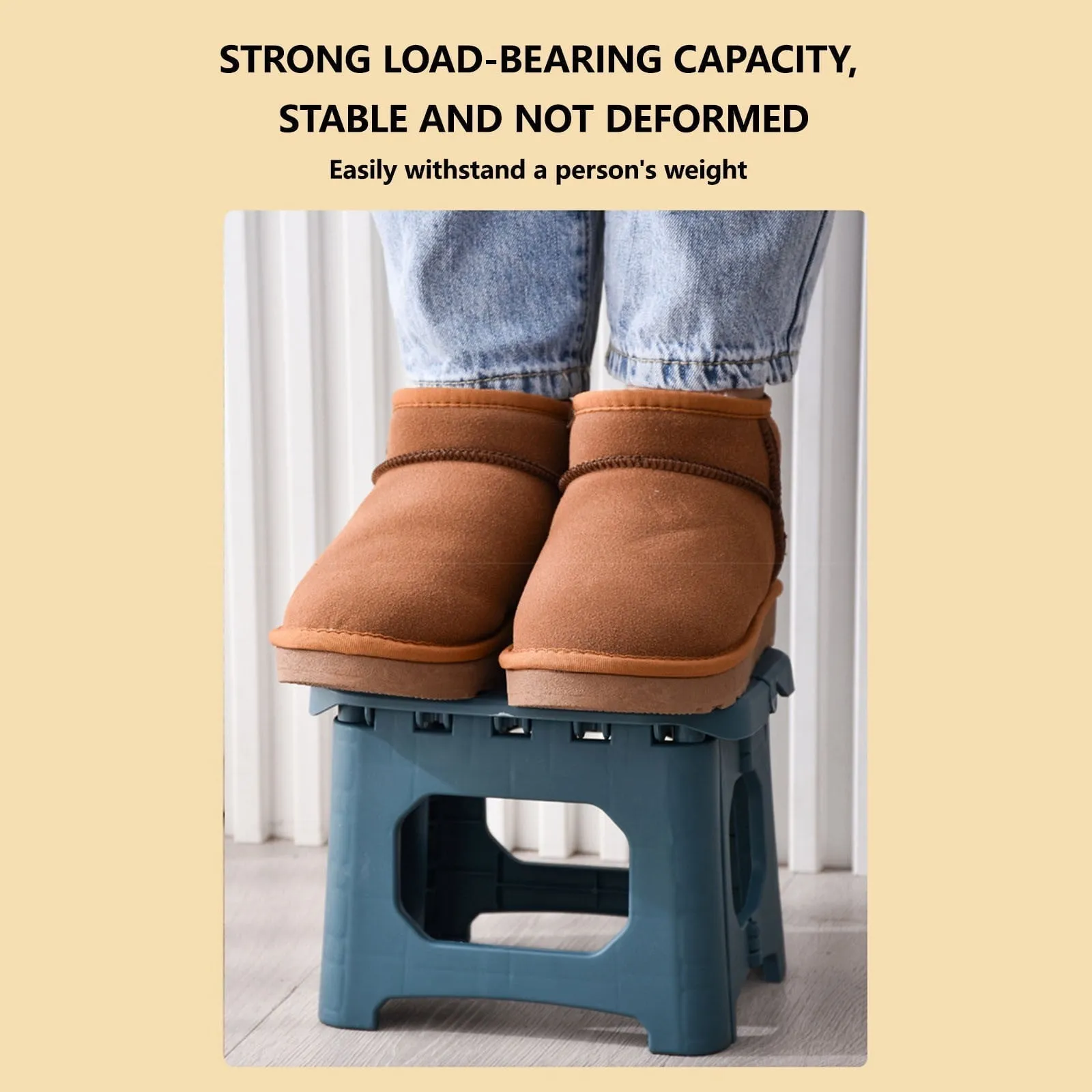 WHLBF Folding Stool Outdoor Portable Heavy Duty Plastic Non-Slip Chair for Camping Hiking Fishing BBQ Foldable Step Stool Collapsible Stool
