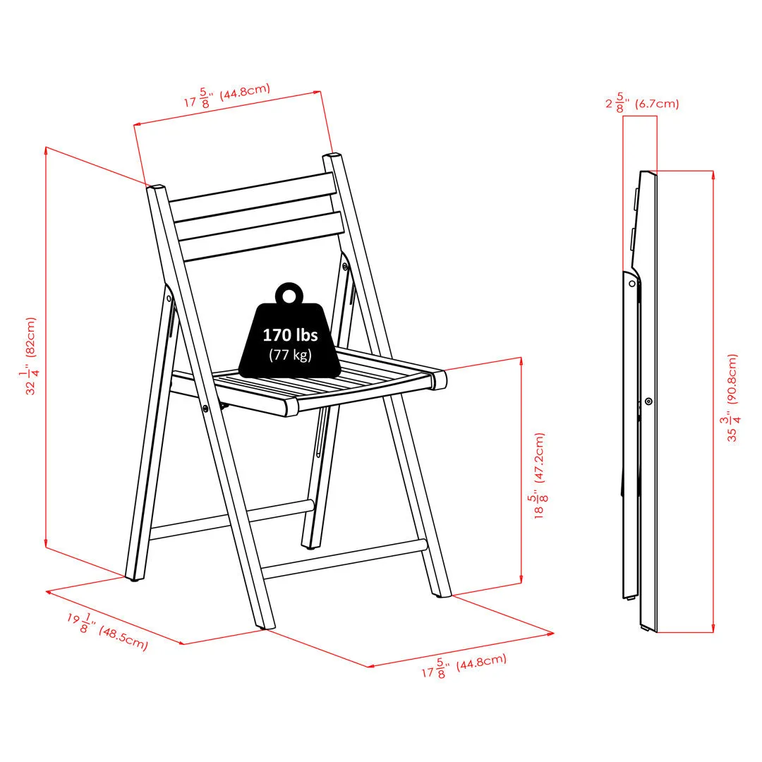 Wood Folding Chair (Set of 4) Winsome