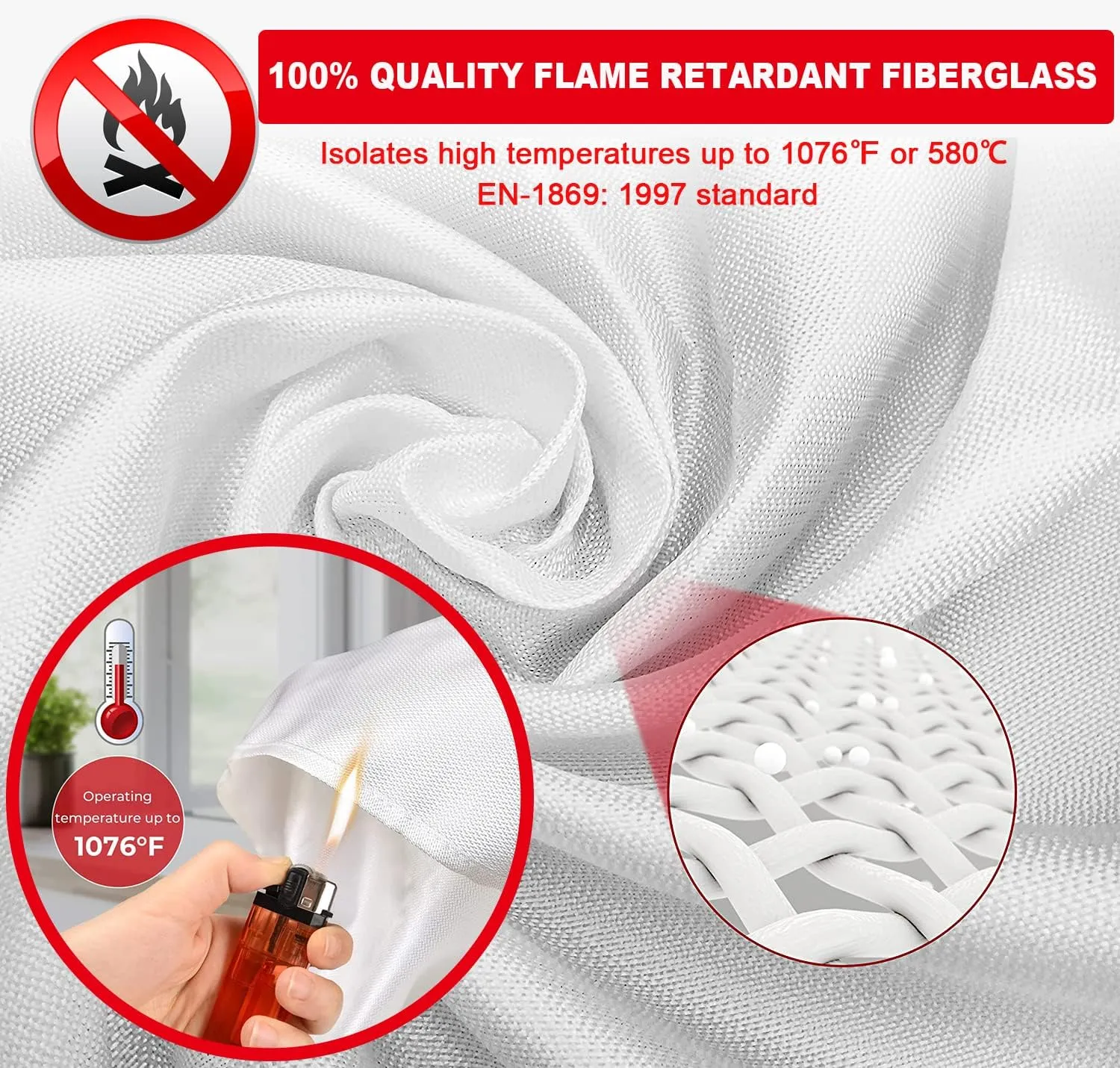 Wucgea Fire Blanket for Home and Kitchen - 4 pack Safety Fiberglass Emergency Fire Blankets Suppression Flame Retardant for School Fireplace Grill Car Office Garage Welding Warehouse 3.3ft x 3.3ft