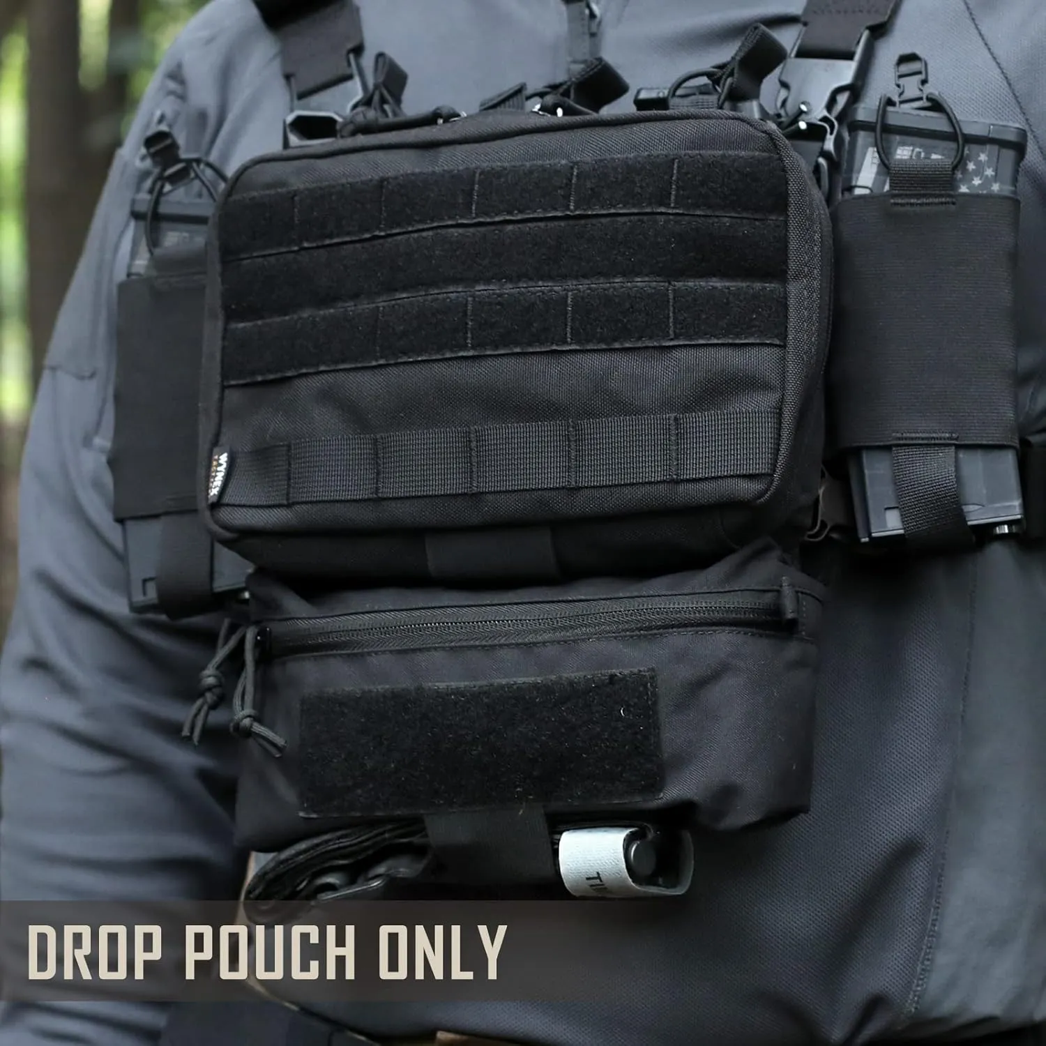 WYNEX Tactical Dump Drop Pouch, Dangler Pouch Utility Tool Pack Sub Abdominal Carrying Bag EDC Pocket Organizer Accessories for Plate Carrier Chest Rig