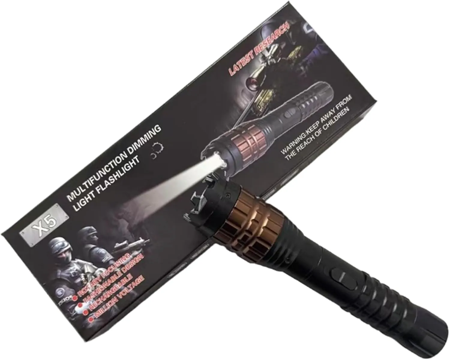 X5 Stun Gun Ultrapowerful Rechargeable for Men Women for Car & Self Defense Tactical Flashlight for Person Safety