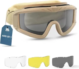 xaegistac Airsoft Goggles Tactical Safety Goggles Anti Fog Glasses Hunting Cycling