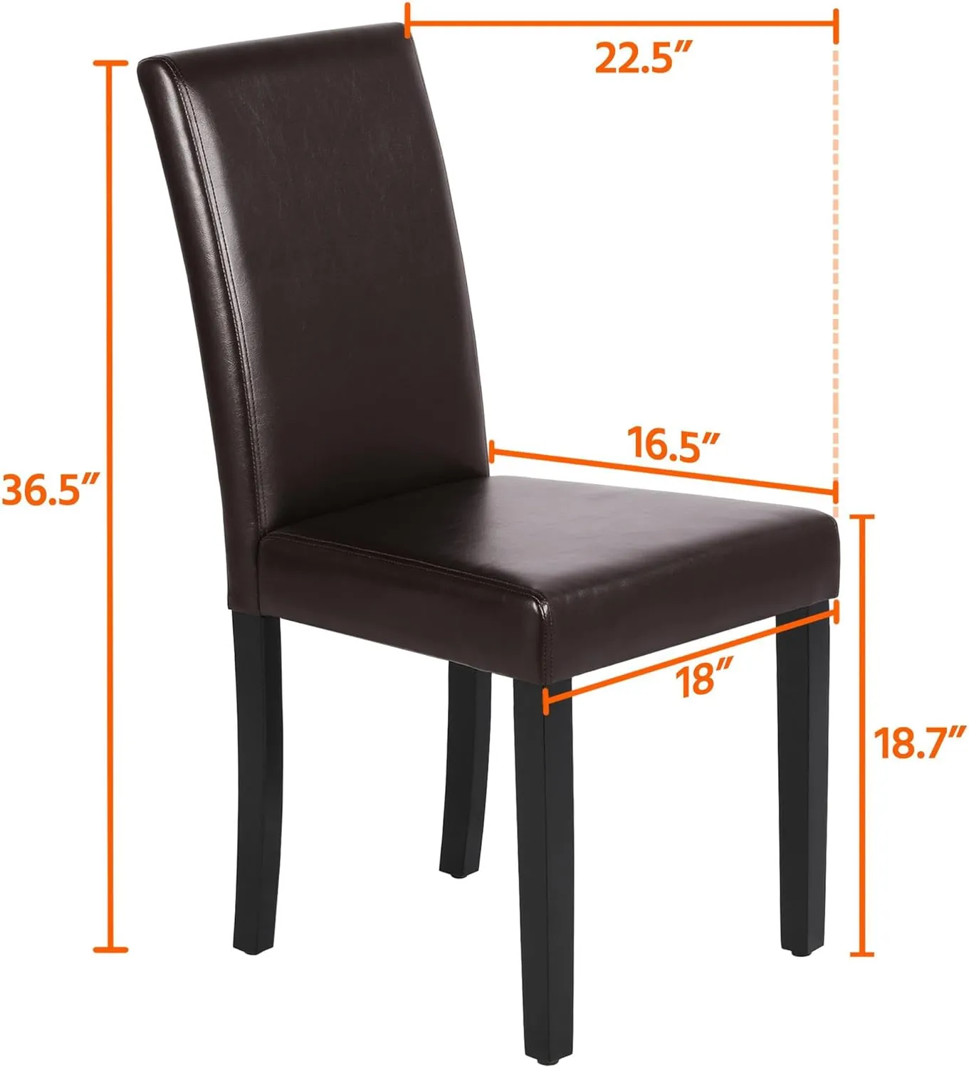 Yaheetech Dining Chairs Set of 4 PU Leather Dining Room Chairs with Waterproof Surface and Wood Legs for Kitchen Restaurant and Living Room, Dark Brown