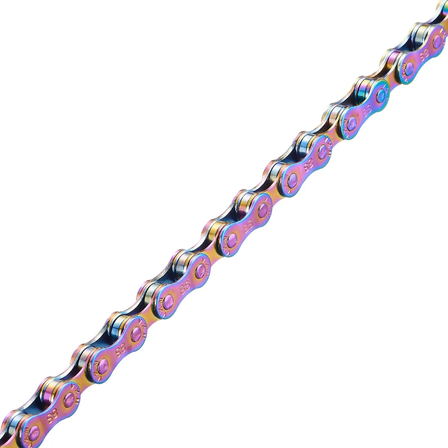 YBEKI 6/7/8/9/10/11 Speed Carbon Steel Bike Chain with Full Silver Plating, 116 Links, 3 Extra Master Links & Chain Tool - Compatible with Shimano/SRAM Mountain, Road (6/7/8 Speed, Multicolour, 1)