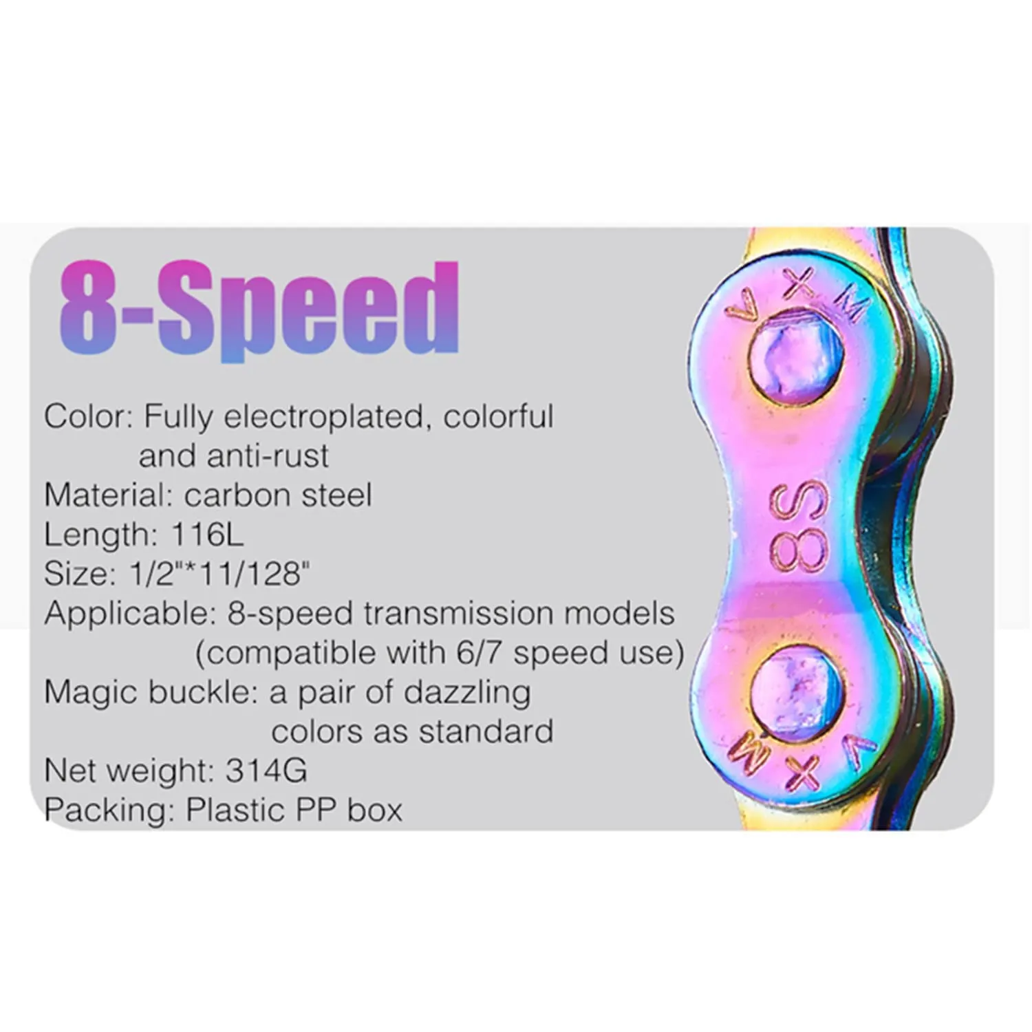 YBEKI 6/7/8/9/10/11 Speed Carbon Steel Bike Chain with Full Silver Plating, 116 Links, 3 Extra Master Links & Chain Tool - Compatible with Shimano/SRAM Mountain, Road (6/7/8 Speed, Multicolour, 1)