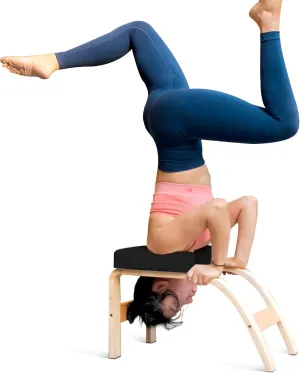 Yoga Inversion Bench Headstand Prop Upside Down Chair for Balance Training Core Strength Building Backbends Yoga Asana Practice Chair