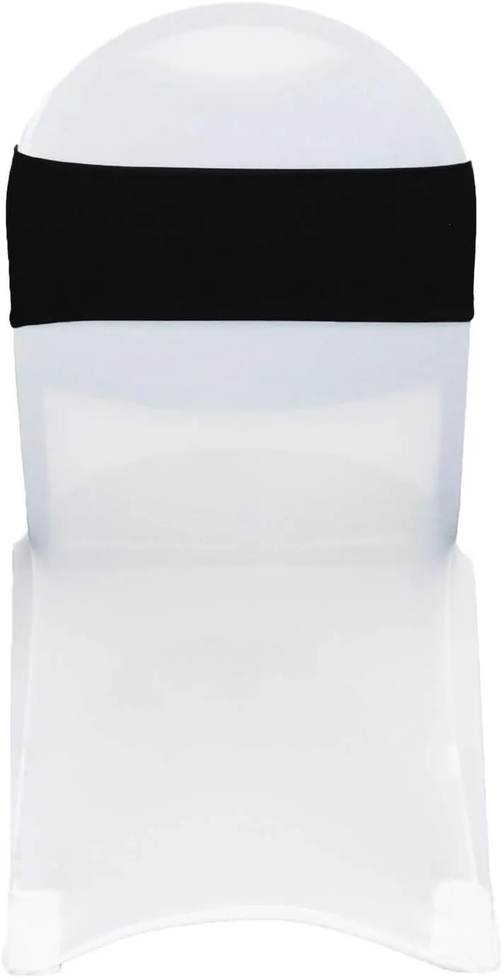 YOUR CHAIR COVERS - Stretch Spandex Chair Bands - Black (Pack of 10), Universal Elastic Bands for Banquet, Party, Hotel Event Decorations