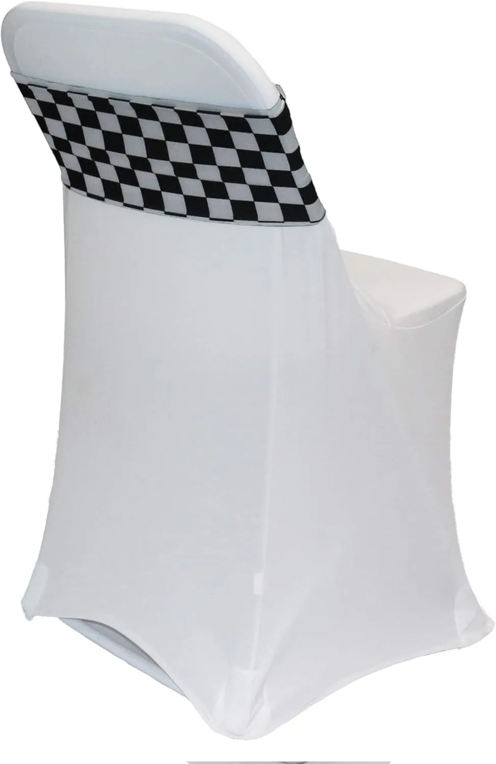 YOUR CHAIR COVERS - Stretch Spandex Chair Bands (Pack of 10) – Black and White Checkered Universal Elastic for Banquet & Event Decorations