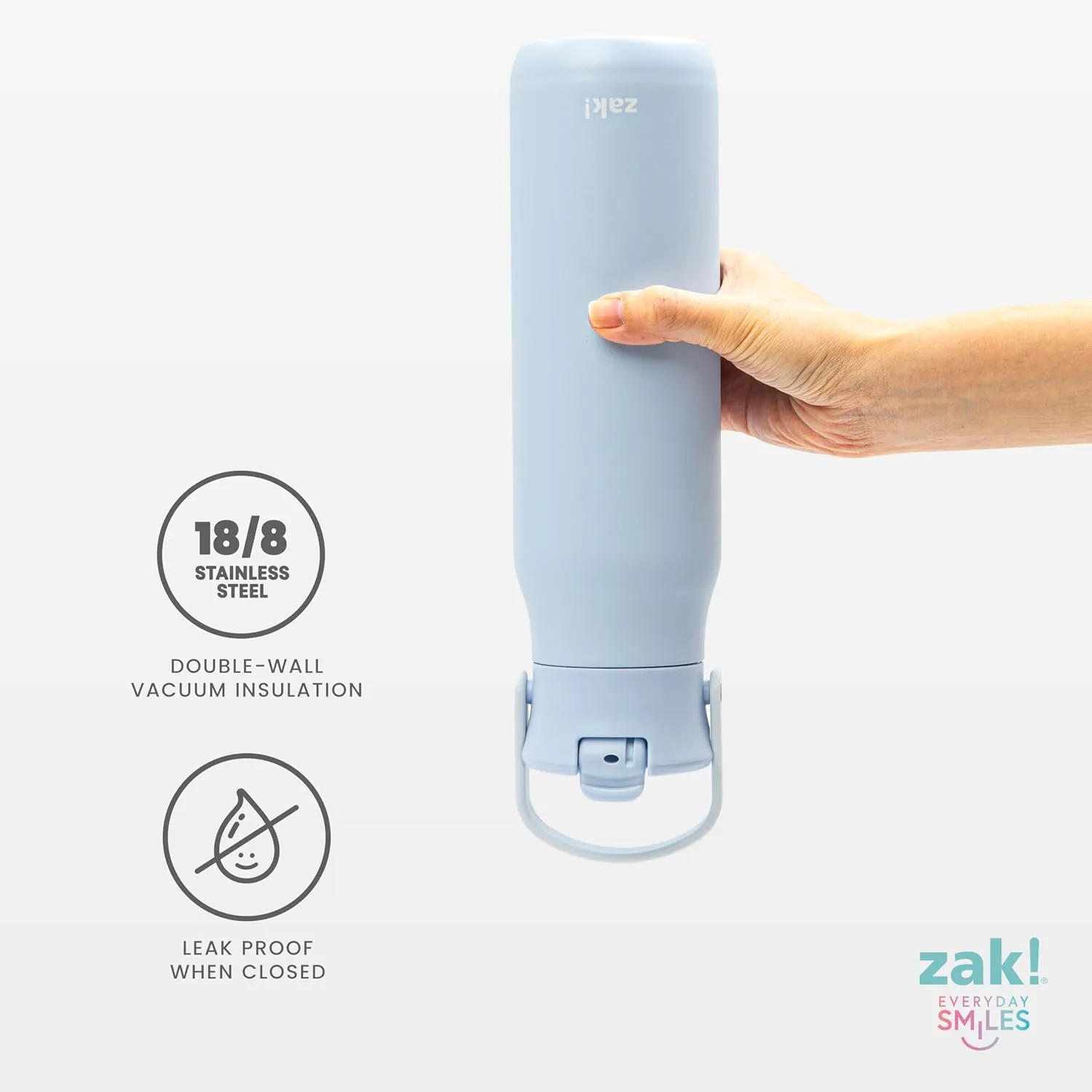 Zak Designs Sanrio Harmony Water Bottle for Travel or At Home, 32oz Stainless Steel is Leak-Proof When Closed and Vacuum Insulated with Straw Lid and Carry Handle (Hello Kitty)