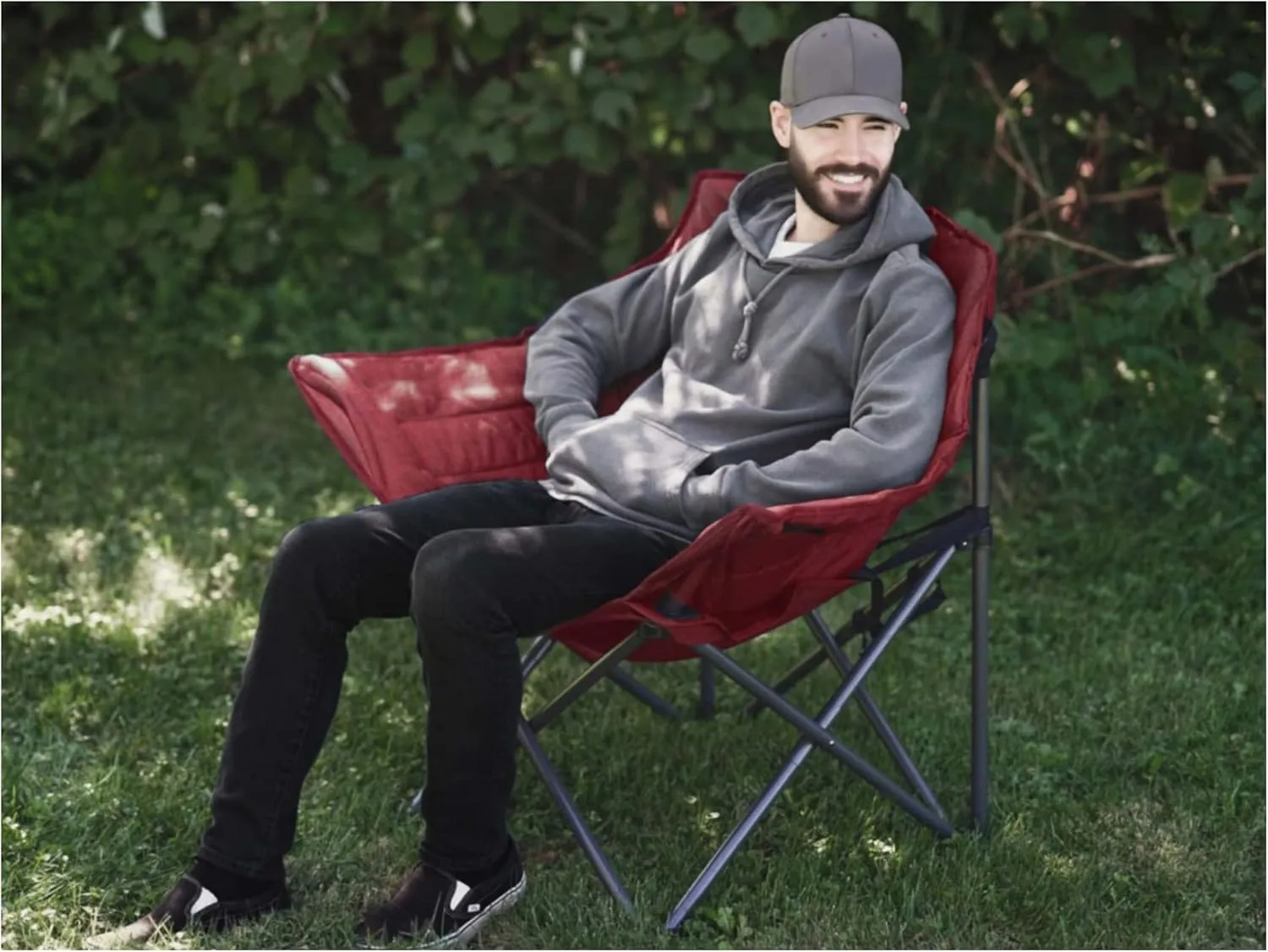 Zenithen Limited Foldable Portable Guidesman Padded Folding Chair, Perfect for Camping, Outdoor Sporting Events, Patio Furniture and Campires, Red (Pack of 2)