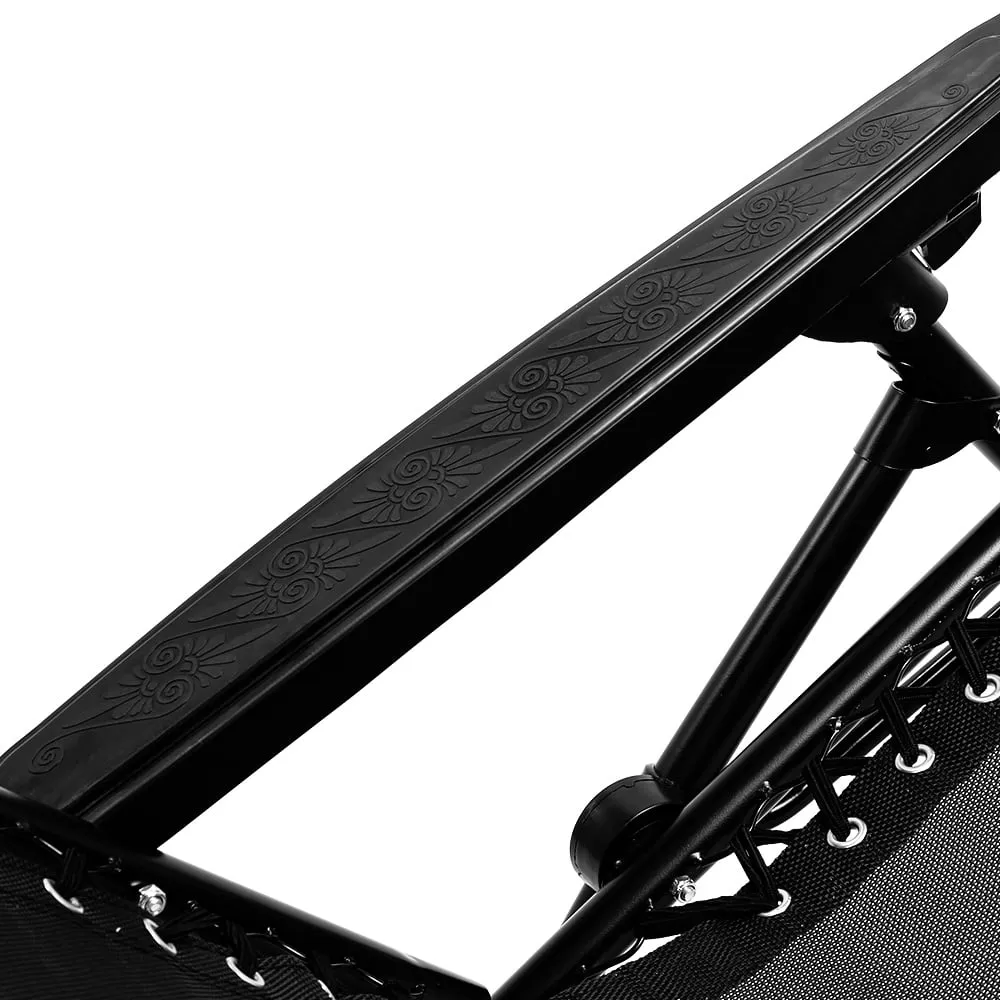 Zero Gravity Reclining Deck Lounge Chair with Padded Headrest - Black