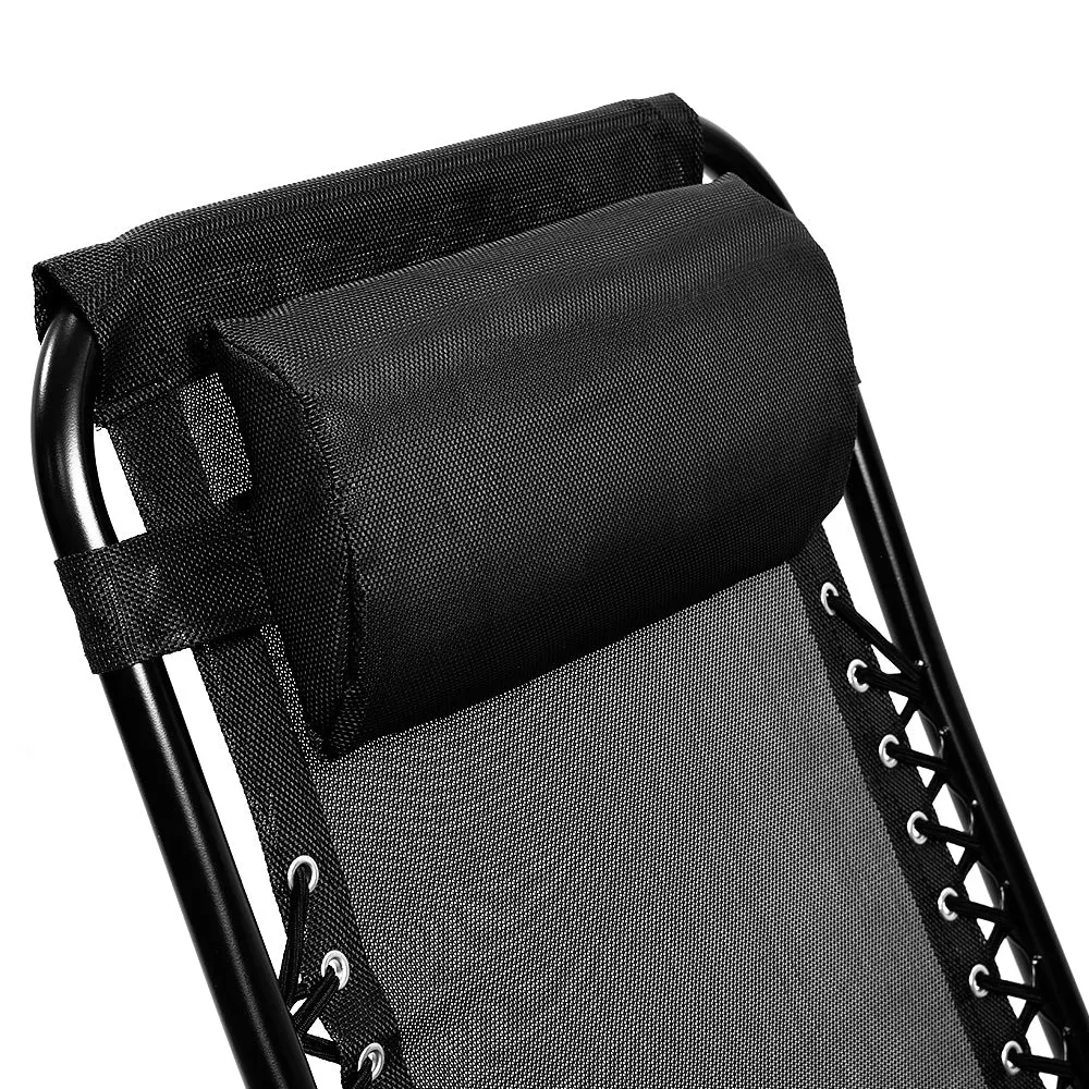Zero Gravity Reclining Deck Lounge Chair with Padded Headrest - Black