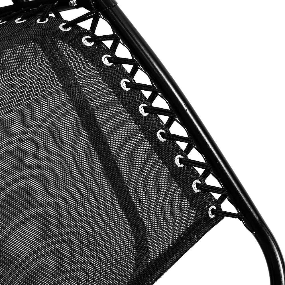 Zero Gravity Reclining Deck Lounge Chair with Padded Headrest - Black