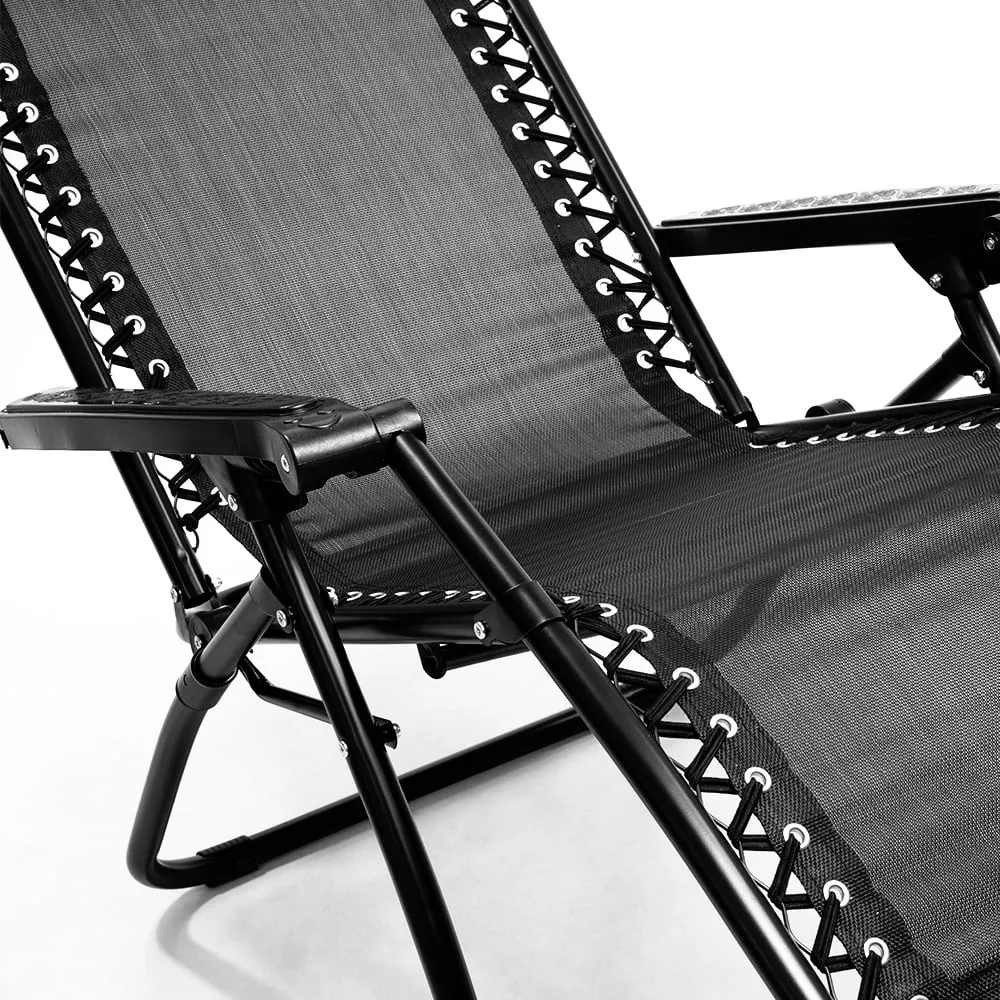 Zero Gravity Reclining Deck Lounge Chair with Padded Headrest - Black
