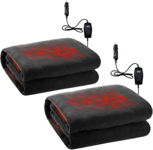 ZONETECH Heating 12V Polar Fleece Material Blanket 2- Pack - Ideal for Summer Camping, Road Trips, Picnics, or Relaxing in The Convenience of Your Vehicle or Home