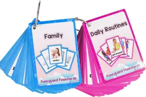Zwttey House,Daily Routines 2 Sets of English Flash Cards Kids Pocket Card Learning Baby Toys for Children Pre-Kindergarten