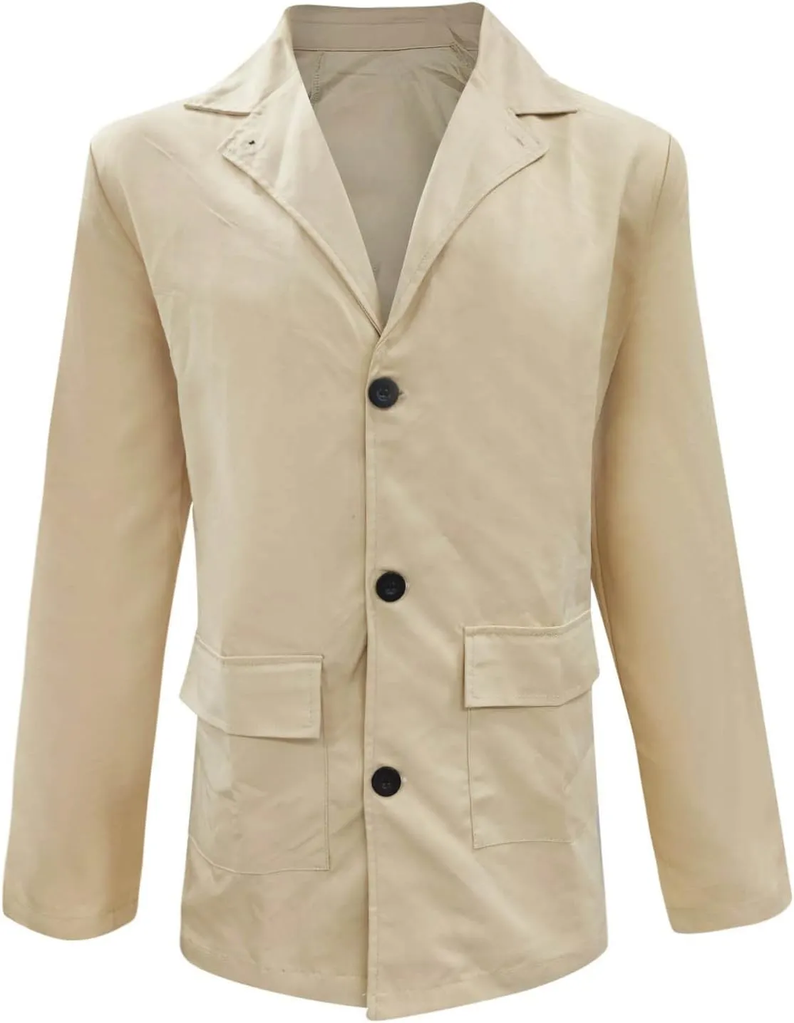 ZYXTIM Men's Lightweight Casual Cropped Canvas Windproof Jacket Coat Loose Fit Button Down Lapel Solid Cardigan Coat